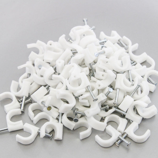 500 Round 1/2 Inches (12 mm) Cable Wire Clips Cable Management Cord Tie Holder Coaxial Nail in Clamps Tacks