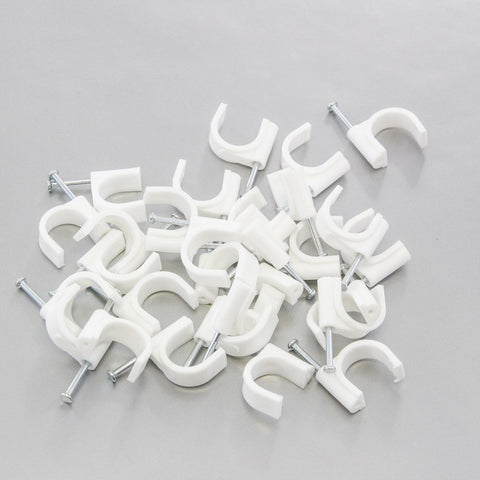 1000 Round 11/16 Inches (18 mm) Cable Wire Clips Cable Management Cord Tie Holder Coaxial Nail in Clamps Tacks