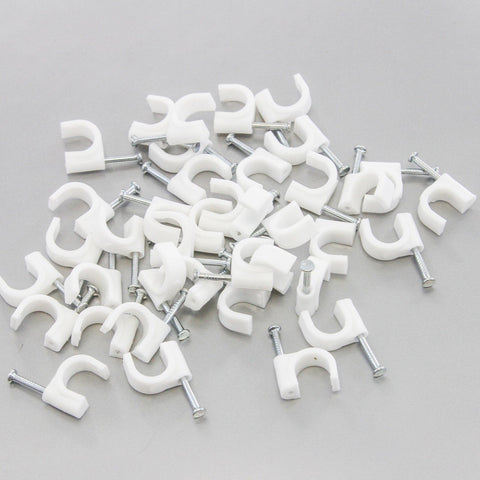 1000 Round 1/2 Inches (12 mm) Cable Wire Clips Cable Management Cord Tie Holder Coaxial Nail in Clamps Tacks