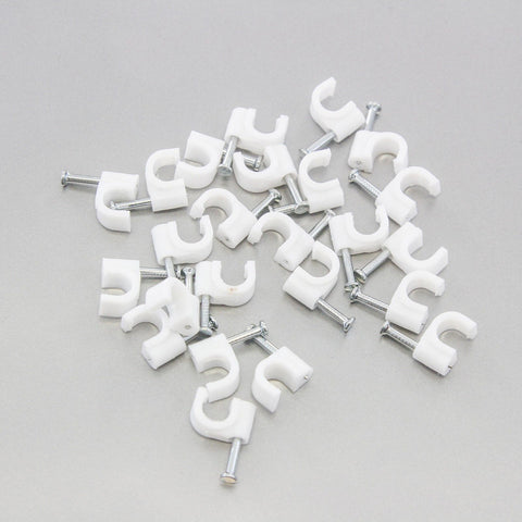 1000 Round 1/4 Inches (6 mm) Cable Wire Clips Cable Management Cord Tie Holder Coaxial Nail in Clamps Tacks