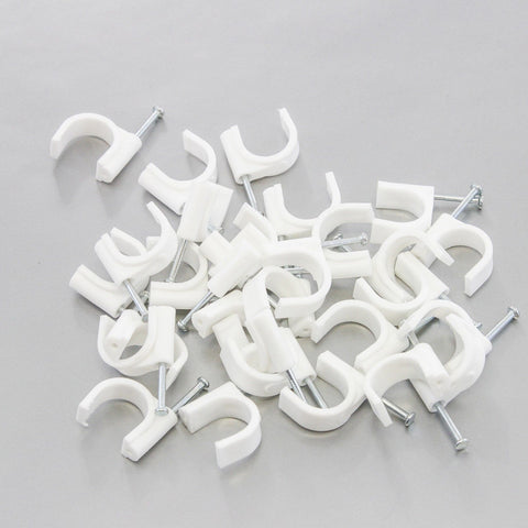 1000 Round 3/4 Inches (20 mm) Cable Wire Clips Cable Management Cord Tie Holder Coaxial Nail in Clamps Tacks