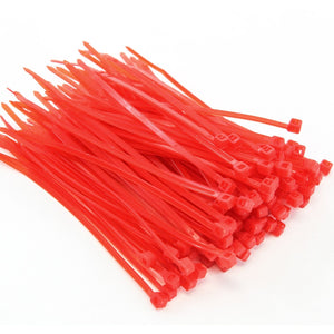 100 Heavy Duty 4 Inches 18 Pound Zip Cable Ties Nylon Wrap Red