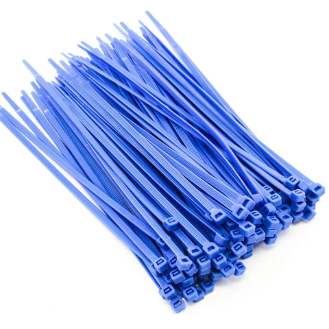 100 Pack Heavy Duty 8 Inches (50lbs) Zip Cable Tie Down Strap Wire Uv Blue Nylon Wrap