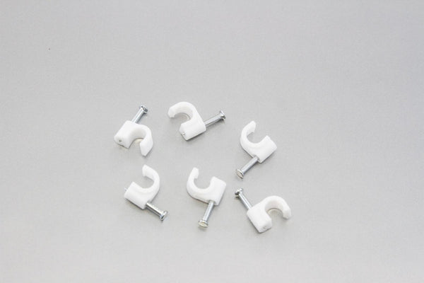 100 Round 1/4 Inches (6 mm) Cable Wire Clips Cable Management Cord Tie Holder Coaxial Nail in Clamps Tacks
