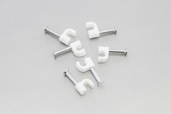 100 Round 3/16 Inches (5 mm) Cable Wire Clips Cable Management Cord Tie Holder Coaxial Nail in Clamps Tacks