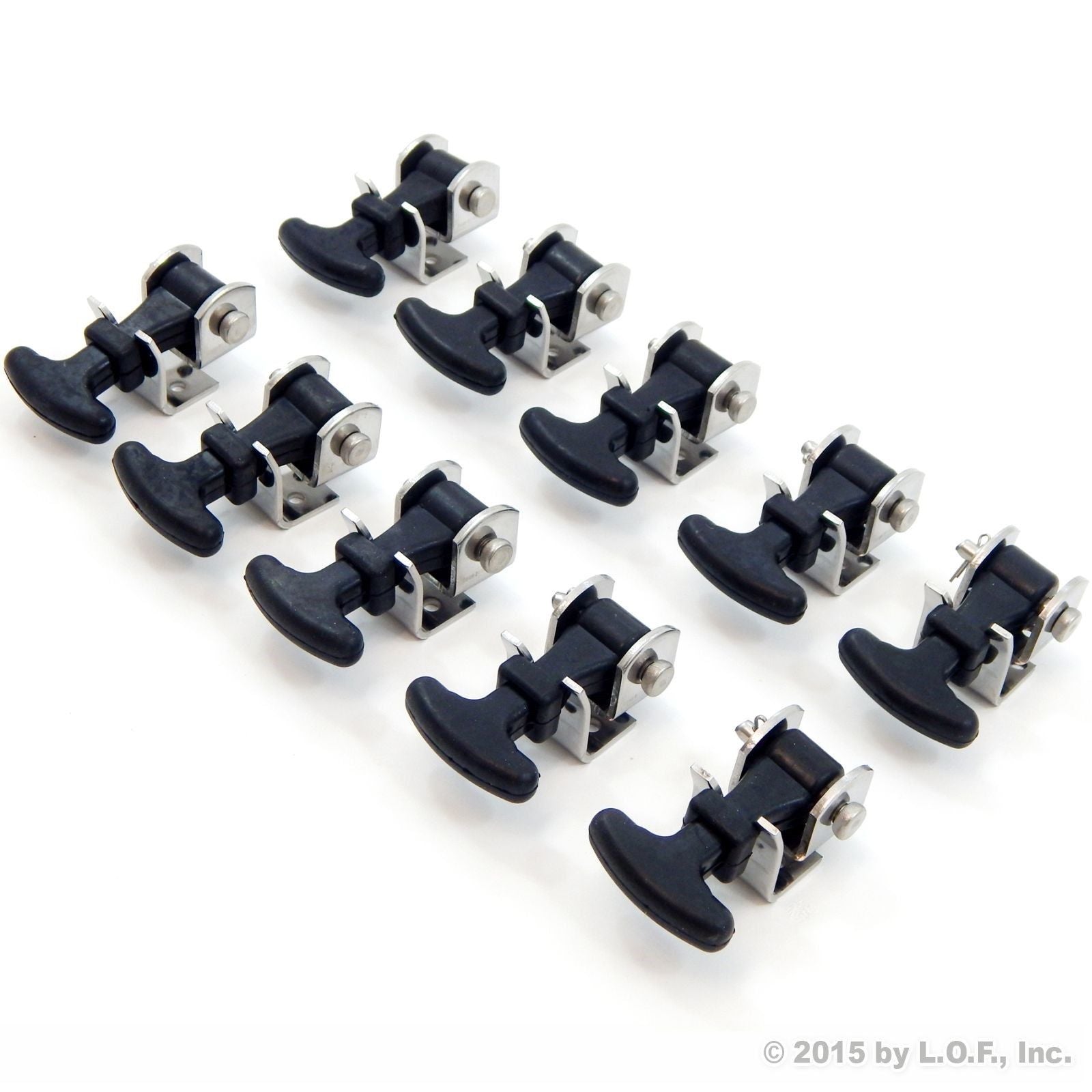 10 Pack Rubber Hood Catch Hold-Down Kit 2.5 Inch Mini Easy Grip Draw Latch Stainless Steel Brackets and Hardware Replacement 2 1/2 Compartment Luggage Container Battery Box Tiedown LP Bottle Cover