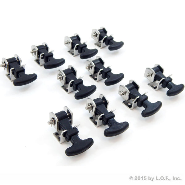 10 Pack Rubber Hood Catch Hold-Down Kit 2.5 Inch Mini Easy Grip Draw Latch Stainless Steel Brackets and Hardware Replacement 2 1/2 Compartment Luggage Container Battery Box Tiedown LP Bottle Cover