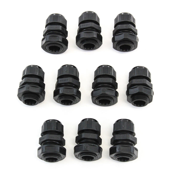 10 Cable Glands - 4mm-8mm PG9 Plastic Waterproof Adjustable Lock Nut Cable Connectors Joints with Gaskets