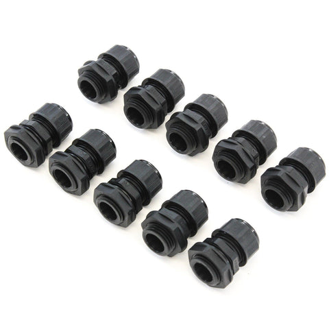 10 Cable Glands - 6mm-12mm PG13.5 Plastic Waterproof Adjustable Lock Nut Cable Connectors Joints with Gaskets