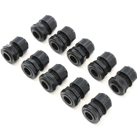 10 Cable Glands - 8.5mm-14mm PG16 Plastic Waterproof Adjustable Lock Nut Cable Connectors Joints with Gaskets