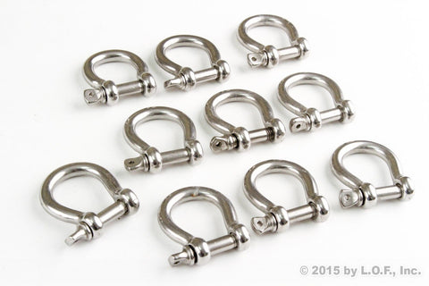 Red Hound Auto 10 Stainless Steel 5/16 Inch 7.9mm Anchor Shackle Bow Pin Chain Ring 1400 Pound