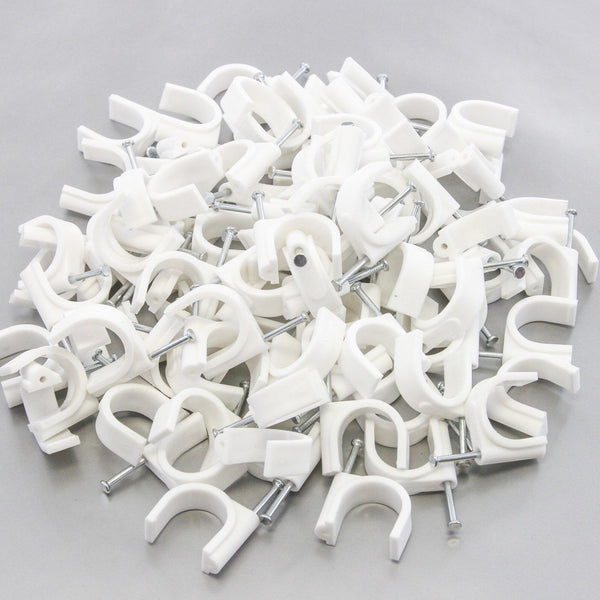 200 Round 1 Inches (25 mm) Cable Wire Clips Cable Management Cord Tie Holder Coaxial Nail in Clamps Tacks