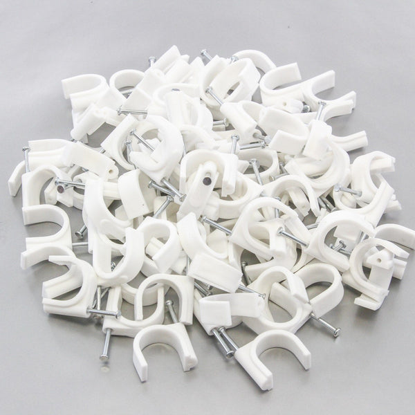 200 Round 7/8 Inches (22 mm) Cable Wire Clips Cable Management Cord Tie Holder Coaxial Nail in Clamps Tacks