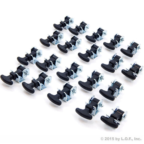 20 Piece Kit Rubber Hood Catch Hold-Down 2.5 Inch Mini Easy Grip Draw Latch Zinc Plated Steel Brackets and Hardware Replacement 2 1/2 Luggage Container Battery Box Tiedown LP Bottle Cover