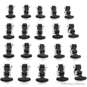 20 Piece Kit Rubber T Handle Latch Catch Hold-Down 2.5 Inch Mini Easy Grip Draw Stainless Steel Brackets Hardware Replacement 2 1/2 Compartment Trailer Tool Box RV Battery Box Tiedown Rust Free