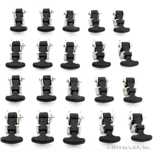 20 Piece Kit Rubber T Handle Latch Catch Hold-Down 2.5 Inch Mini Easy Grip Draw Stainless Steel Brackets Hardware Replacement 2 1/2 Compartment Trailer Tool Box RV Battery Box Tiedown Rust Free