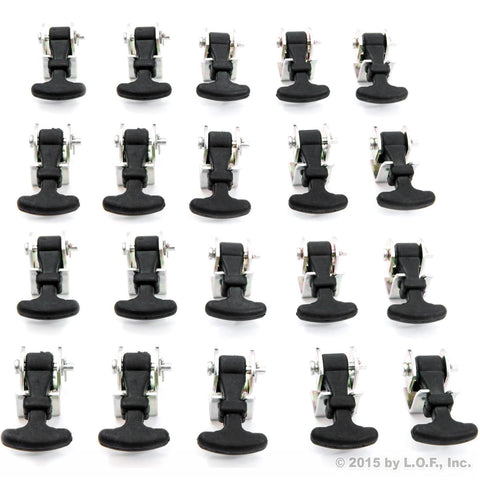 20 Piece Kit Rubber T Handle Latch Catch Hold-Down 2.5 Inch Mini Easy Grip Draw Stainless Steel Brackets Hardware Replacement 2 1/2 Compartment Trailer Tool Box RV Battery Box Tiedown Rust Free