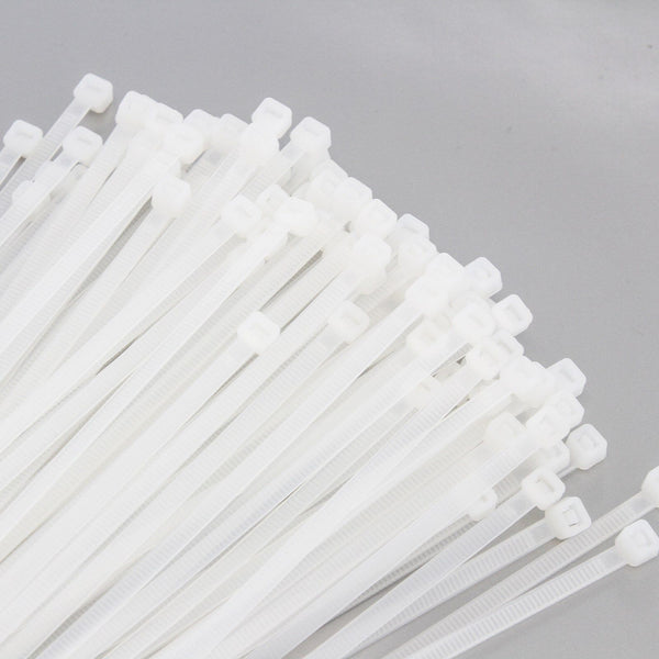 2500 Pack Heavy Duty 8 Inches (50lbs) Zip Cable Tie Down Strap Wire Uv White Clear Natural Nylon Wrap