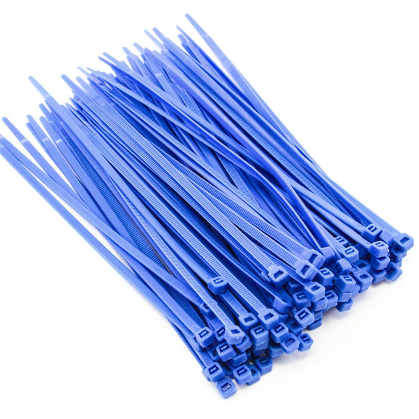 250 Pack Heavy Duty 8 Inches (50lbs) Zip Cable Tie Down Strap Wire Uv Blue Nylon Wrap