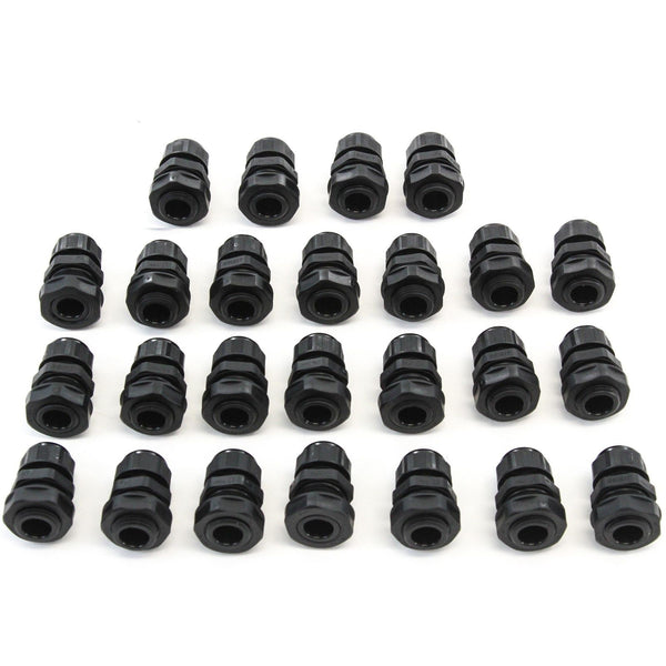 25 Cable Glands - 4mm-8mm PG9 Plastic Waterproof Adjustable Lock Nut Cable Connectors Joints with Gaskets