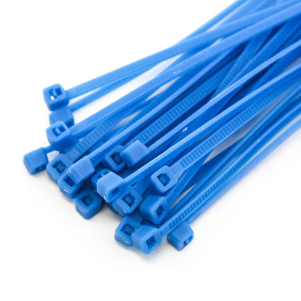25 Heavy Duty 4 Inches 18 Pound Zip Cable Ties Nylon Wrap Blue
