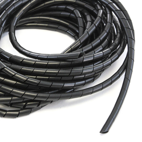 33FT PE 3/8 Inches (10 mm) Black Polyethylene Spiral Wire Wrap Tube PC Manage Cable for Car Computer Cable