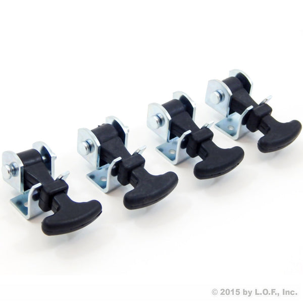 4 Pack Rubber Hood Catch Hold-Down Kit 2.5 Inch Mini Easy Grip Draw Latch Zinc Plated Steel Brackets and Hardware Replacement 2 1/2 Compartment Luggage Container Battery Box Tiedown LP Bottle Cover