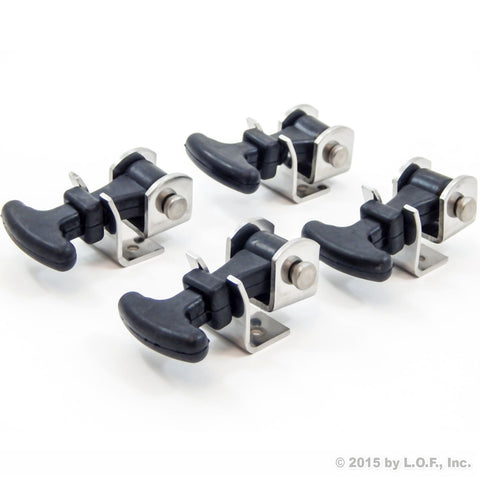 4 Piece Kit Rubber T Handle Latch Catch Hold-Down 2.5 Inch Mini Easy Grip Draw Stainless Steel Brackets Hardware Replacement 2 1/2 Compartment Trailer Tool Box RV Battery Box Tiedown Rust Free