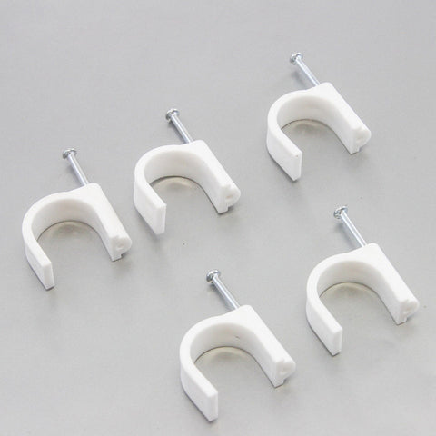 500 Round 1 Inches (25 mm) Cable Wire Clips Cable Management Cord Tie Holder Coaxial Nail in Clamps Tacks