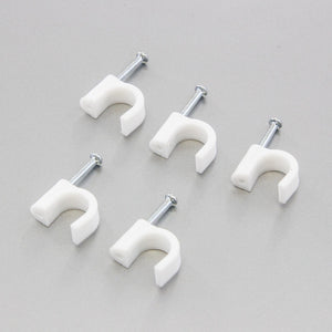500 Round 3/8 Inches (10 mm) Cable Wire Clips Cable Management Cord Tie Holder Coaxial Nail in Clamps Tacks