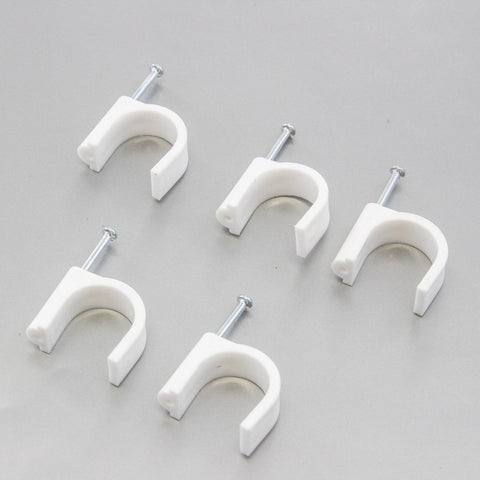 500 Round 7/8 Inches (22 mm) Cable Wire Clips Cable Management Cord Tie Holder Coaxial Nail in Clamps Tacks