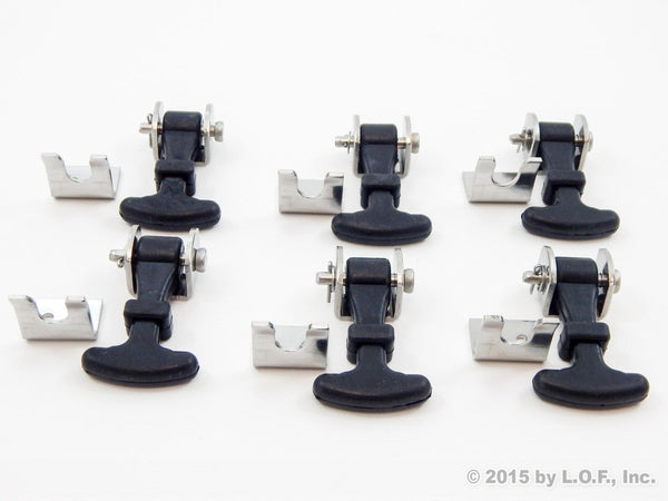6 Piece Kit Rubber T Handle Latch Catch Hold-Down 2.5 Inch Mini Easy Grip Draw Stainless Steel Brackets Hardware Replacement 2 1/2 Compartment Trailer Tool Box RV Battery Box Tiedown Rust Free