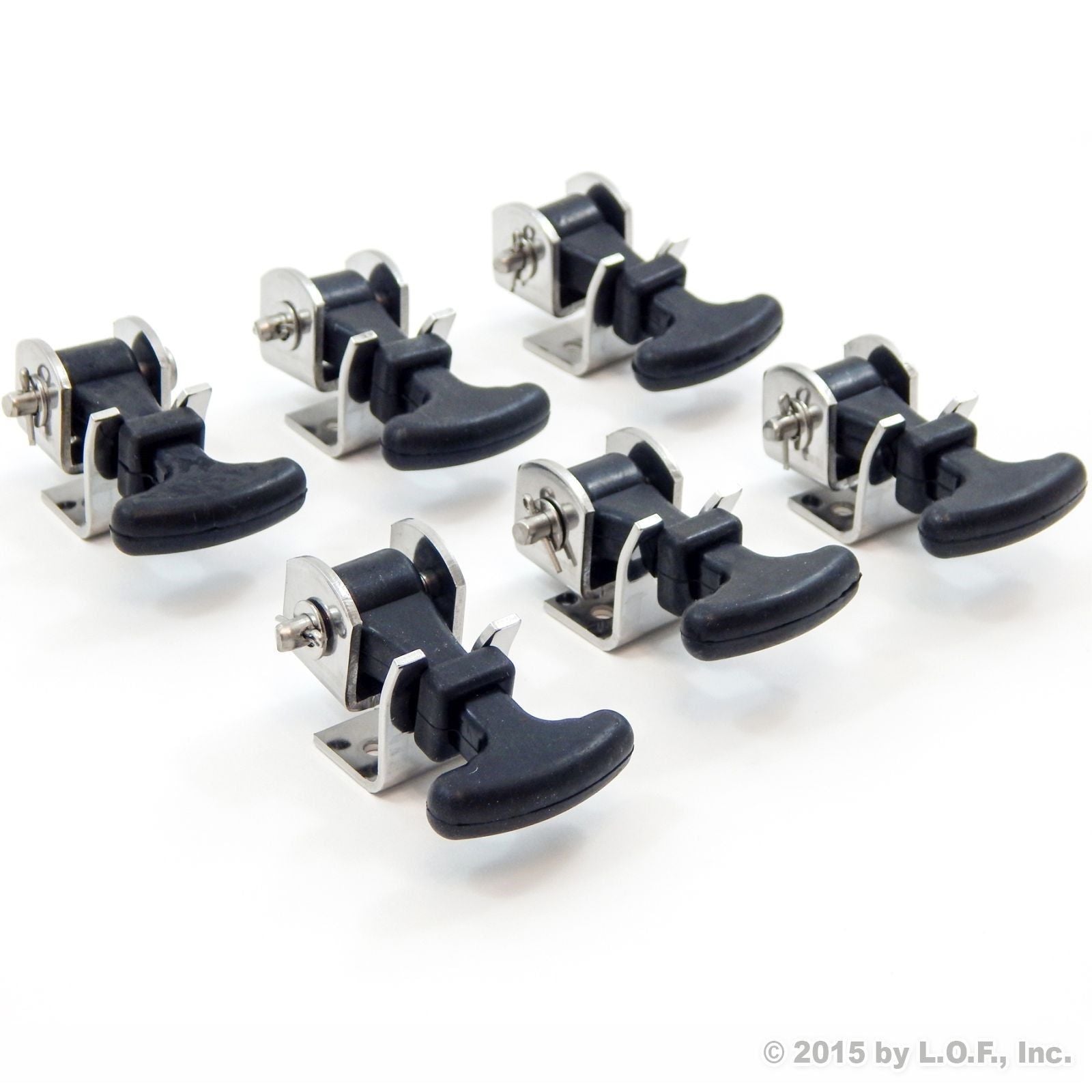6 Piece Kit Rubber T Handle Latch Catch Hold-Down 2.5 Inch Mini Easy Grip Draw Stainless Steel Brackets Hardware Replacement 2 1/2 Compartment Trailer Tool Box RV Battery Box Tiedown Rust Free