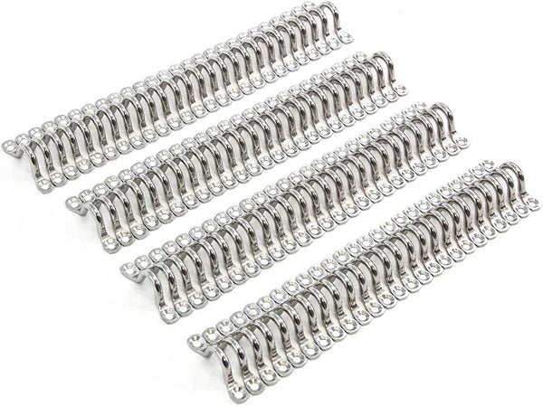 100 -Stainless Steel 316 Oblong Pad Eye Straps Wire Plate Bimini Staple Ring 5mm