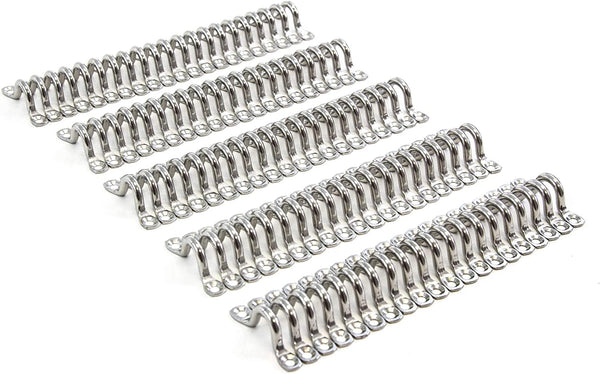 100 -Stainless Steel 316 Oblong Pad Eye Straps Wire Plate Bimini Staple Ring 5mm