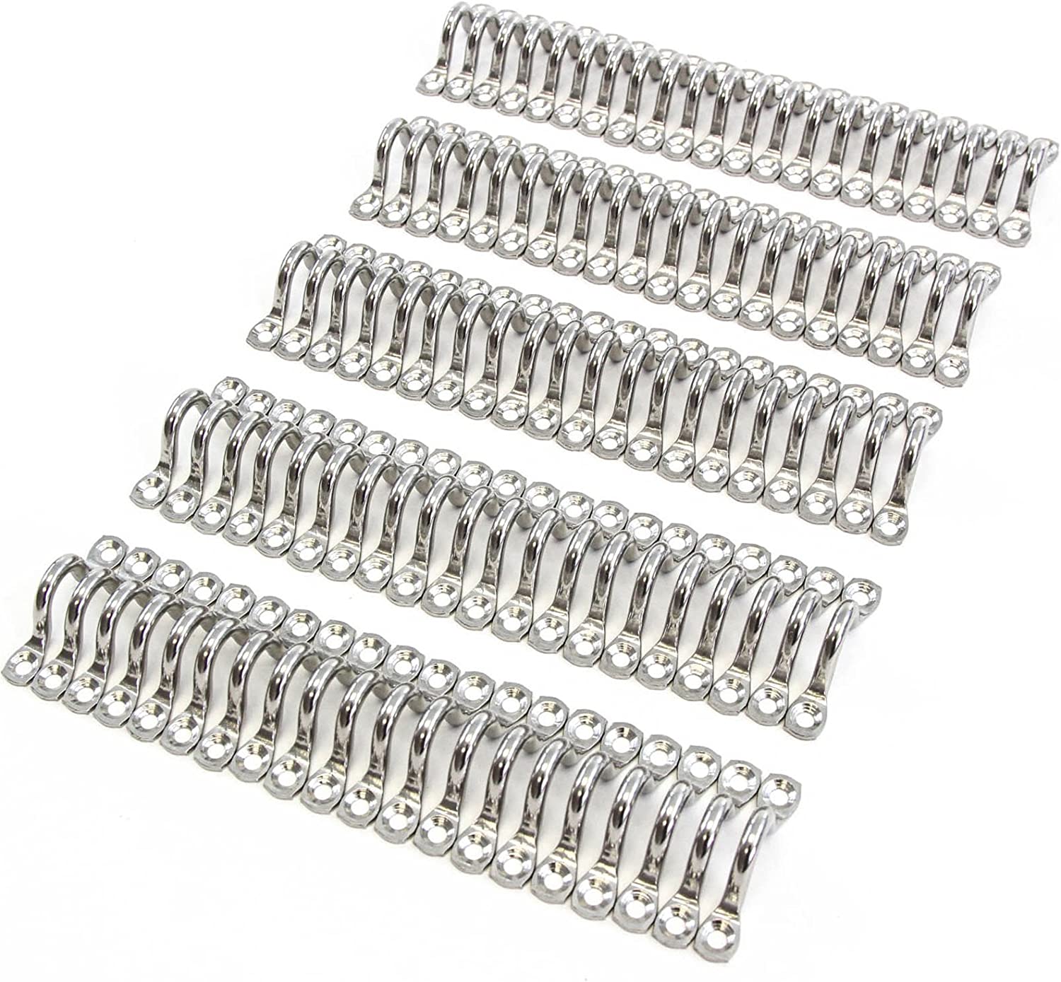 100 -Stainless Steel 316 Oblong Pad Eye Straps Wire Plate Bimini Staple Ring 5mm