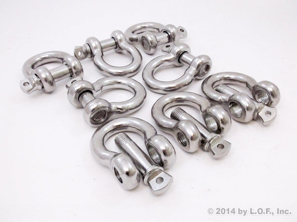 Red Hound Auto (8) 3/4 Inches Stainless Steel D Ring Anchor Bow Shackle w 7/8 Inches pin