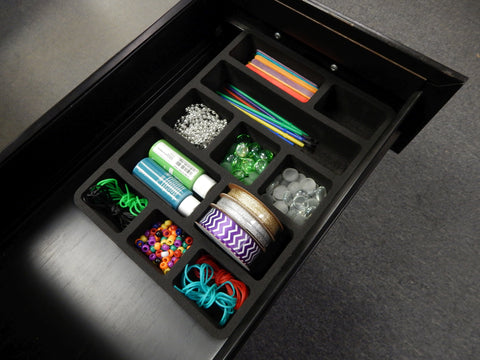 Polar Whale Utility Drawer Organizer Tray Waterproof Washable Insert for Crafts Office Home Shop Shelf Closets and More  9.25 X 13.5 X 2 Inches 11 Compartments Black Deep Pockets