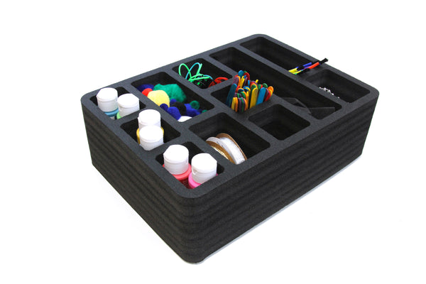 Polar Whale 4 Utility Drawer Organizers Tray Waterproof Washable Insert for Crafts Office Home Shop Shelf Closets and More  9.25 X 13.5 X 4.2 Inches 11 Compartments Black Extra Deep Pockets