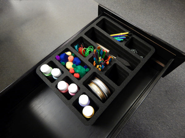 Polar Whale 4 Utility Drawer Organizers Tray Waterproof Washable Insert for Crafts Office Home Shop Shelf Closets and More  9.25 X 13.5 X 4.2 Inches 11 Compartments Black Extra Deep Pockets