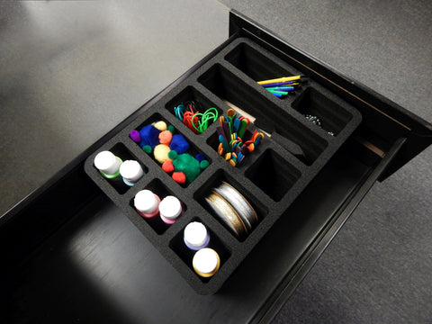 Polar Whale Utility Drawer Organizer Tray Waterproof Washable Insert for Crafts Office Home Shop Shelf Closets and More  9.25 X 13.5 X 4.2 Inches 11 Compartments Black Extra Deep Pockets
