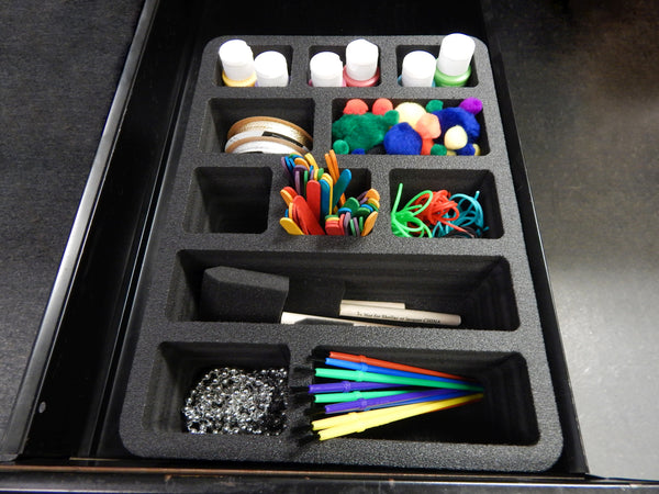 Polar Whale 4 Utility Drawer Organizers Tray Waterproof Washable Insert for Crafts Office Home Shop Shelf Closets and More  9.25 X 13.5 X 4.2 Inches 11 Compartments Black Extra Deep Pockets