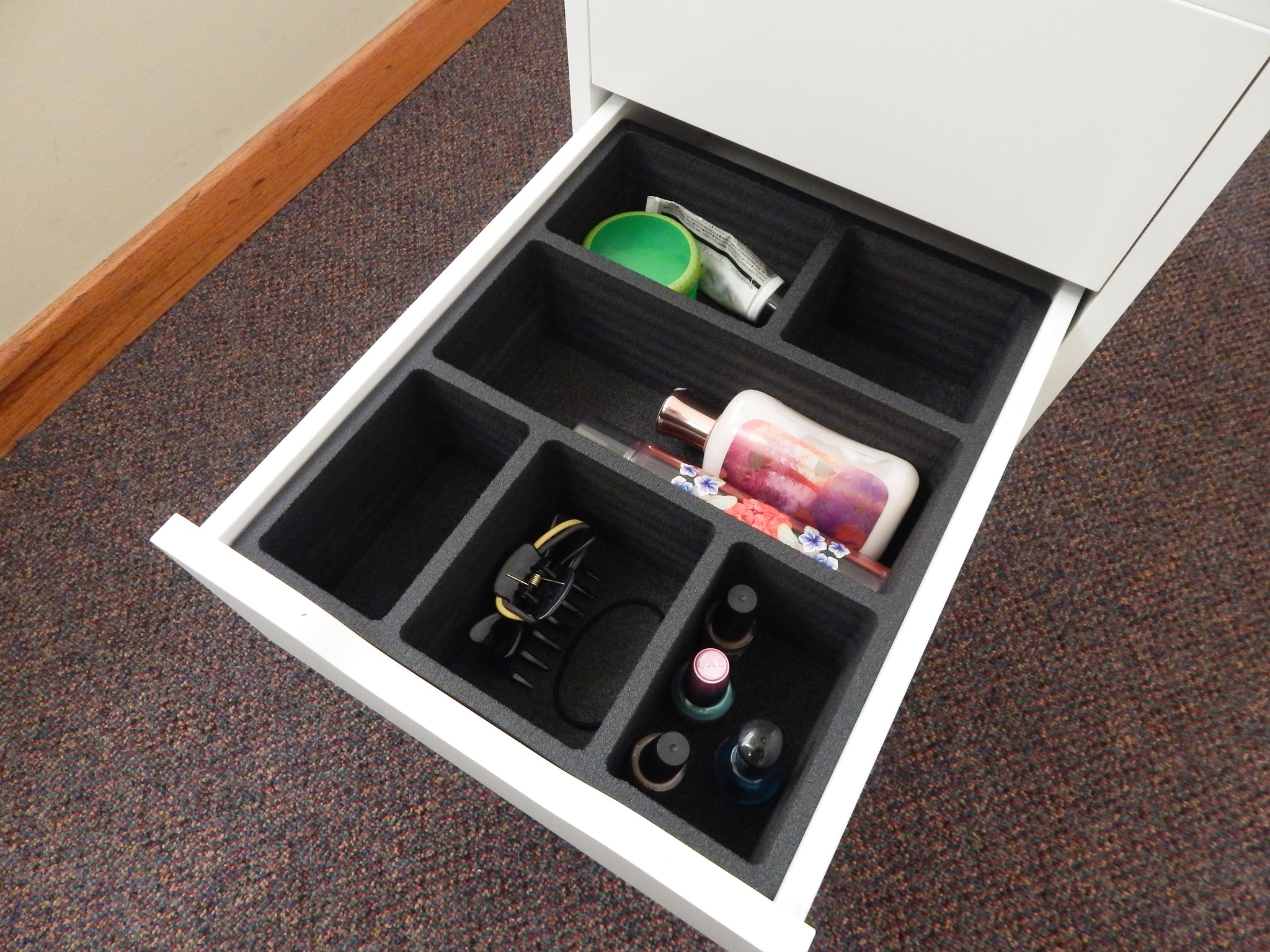 Polar Whale Drawer Organizer Compatible with Ikea Alex (Fits Lower Tall Drawers) Tray Waterproof Insert Office Home Dorm  11.5 X 14.5 X 4.2 Inches 6 Compartments Black Extra Deep Pockets