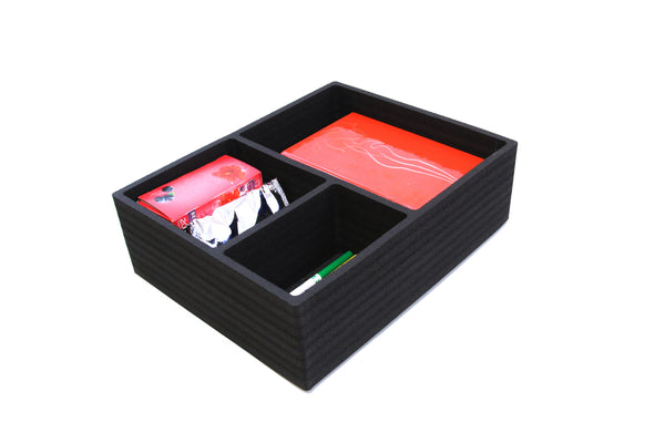 Polar Whale Drawer Organizer Compatible with Ikea Alex (Fits Lower Tall Drawers) Tray Waterproof Insert Office Home Dorm  11.5 X 14.5 X 4.2 Inches 3 Compartments Black Extra Deep Pockets