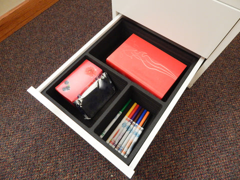 Polar Whale Drawer Organizer Compatible with Ikea Alex (Fits Lower Tall Drawers) Tray Waterproof Insert Office Home Dorm  11.5 X 14.5 X 4.2 Inches 3 Compartments Black Extra Deep Pockets
