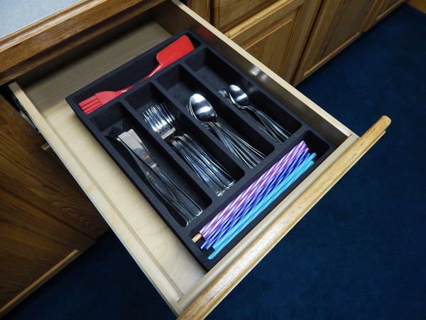 Polar Whale 4 Large Flatware Silverware Drawer Organizers for Cutlery Forks Knives Spoons Serving Utensils Non-Slip Premium Waterproof Tray Insert  11 x 15 Inches 6 Slot Extra Deep Pair Set