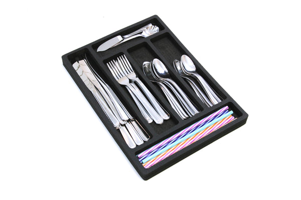 Polar Whale 3 Flatware Silverware Drawer Organizers Cutlery Forks Knives Spoons Non-Slip Waterproof Compact Tray Insert  11 x 15 x 1 Inch 6 Slot Great for Home Kitchen RVs Campers