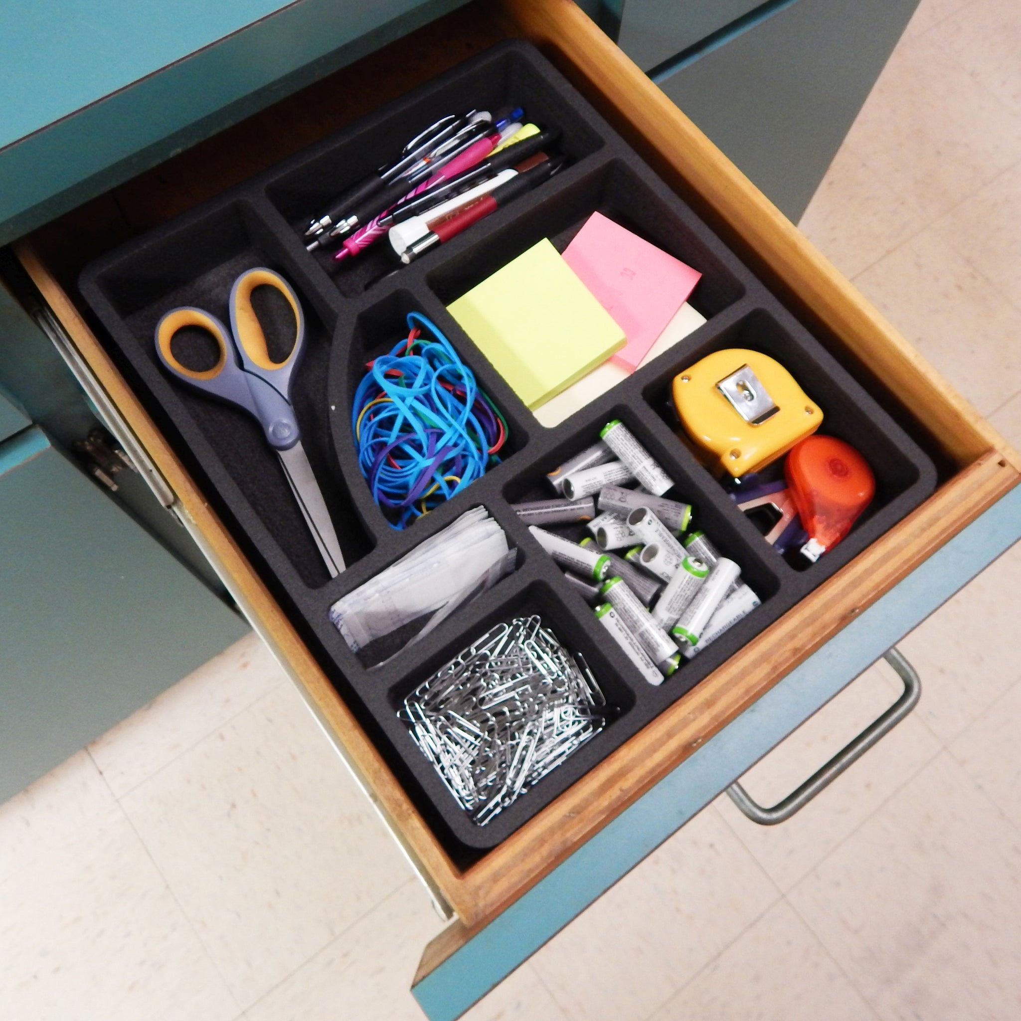Polar Whale Desk Utility Kitchen Drawer Organizer Tray Insert Pen Pencil Notes Holder for Home Office Shop Waterproof Washable  14.8 X 12.3 X 2 Inches 8 Compartments Black