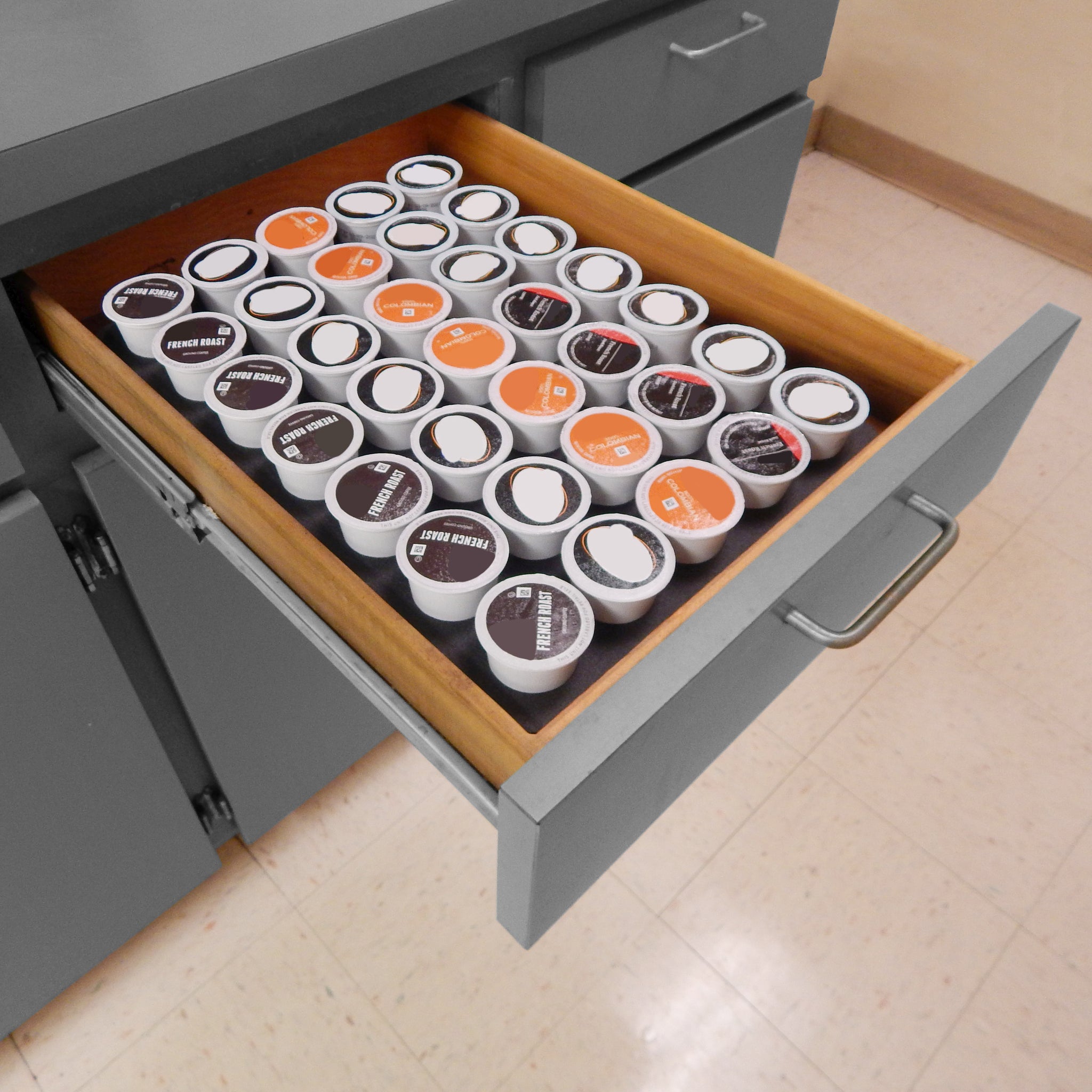 Polar Whale Coffee Pod Storage Organizer Tray Drawer Insert for Kitchen Home Office Waterproof Washable  10.9 X 14.9 X 2 Inches Holds 35 Compatible with Keurig K-Cup