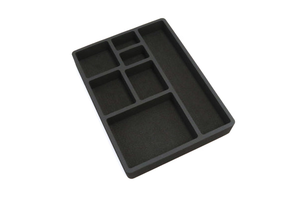 Polar Whale 2 Piece Desk Drawer Organizers Tray Non-Slip Waterproof Insert for Office Home Shop Garage  15.9 X 11.9 X 2 Inches Black 7 Compartments Extra Deep Pair Set of 2